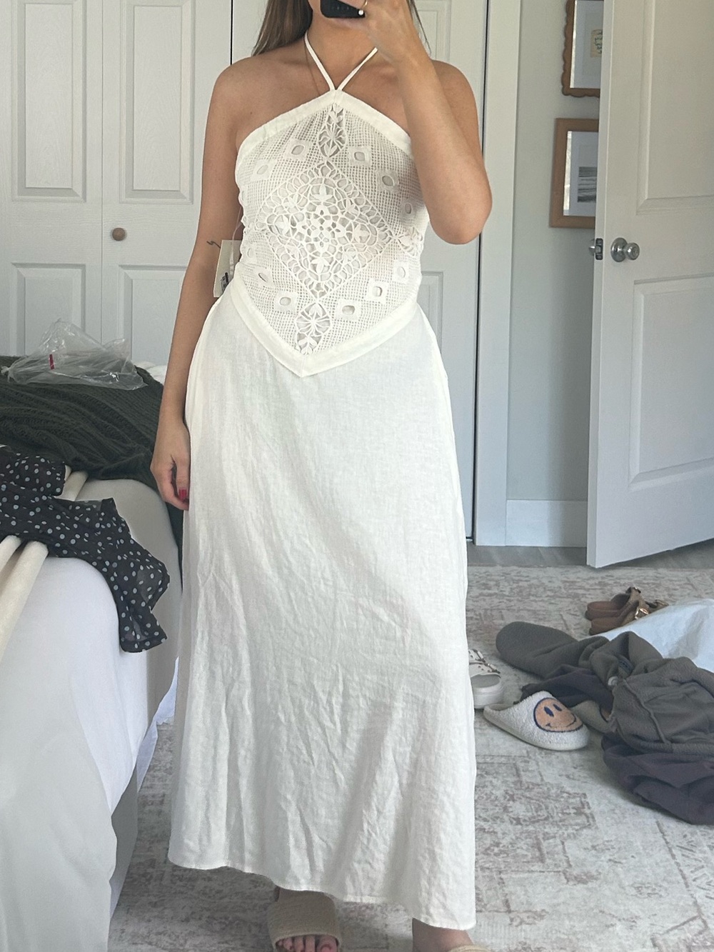 CREAM BOHO BEACH HALTER MAXI DRESS | SIZE SMALL | NWT - Picture 2 of 2